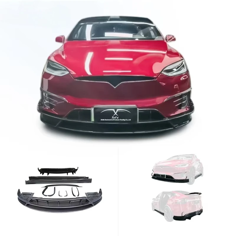 For Tesla Model X Body Kit Upgrade Carbon Fiber Bumper Accessories Front Lip&Rear Spoiler&Side Skirts&Rear Diffusers