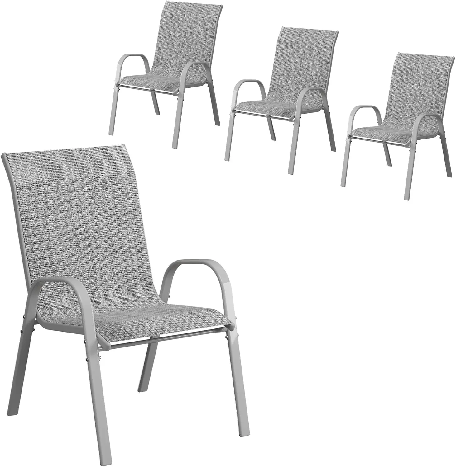 

Patio Chairs Set of 4,Stackable Dining Chairs for All Weather,Comfortable Breathable Garden Outdoor Furniture for Backyard Deck