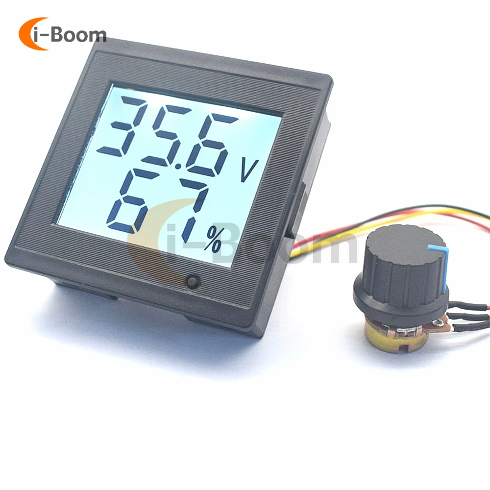 DC 12V 24V 36V 8A Brushed DC Motor Speed Controller LCD Digital Voltmeter Ammeter with Potentiometer switch Speed Governor