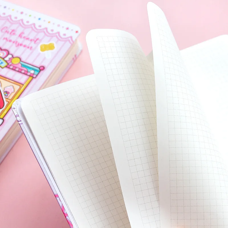Sugar Roll Series Creative Cartoon Cute Girl Grid Paper Weekly Plan Hand Book Student Notebook with Hard Board Cover