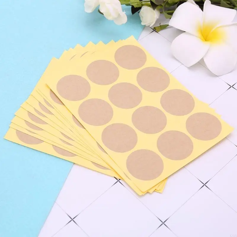 KXRA 120Pcs Blank Round Craft Packaging Seals Kraft Sealing Sticker Label Paper DIY