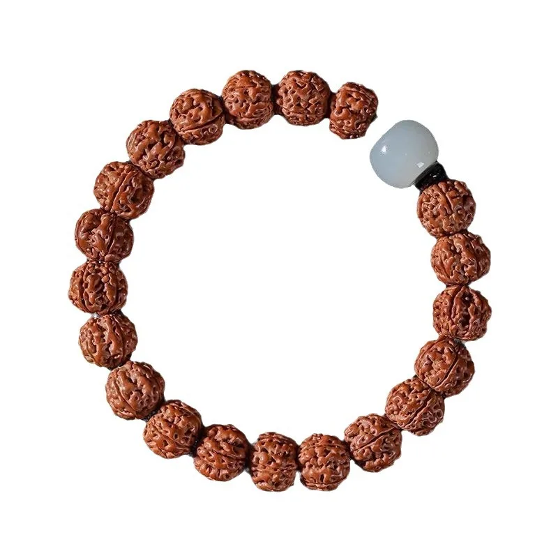 Natural Tibetan Style Rudraksha Bracelet Single Circle Unpolished Prayer Beads for Men and Women Gifts