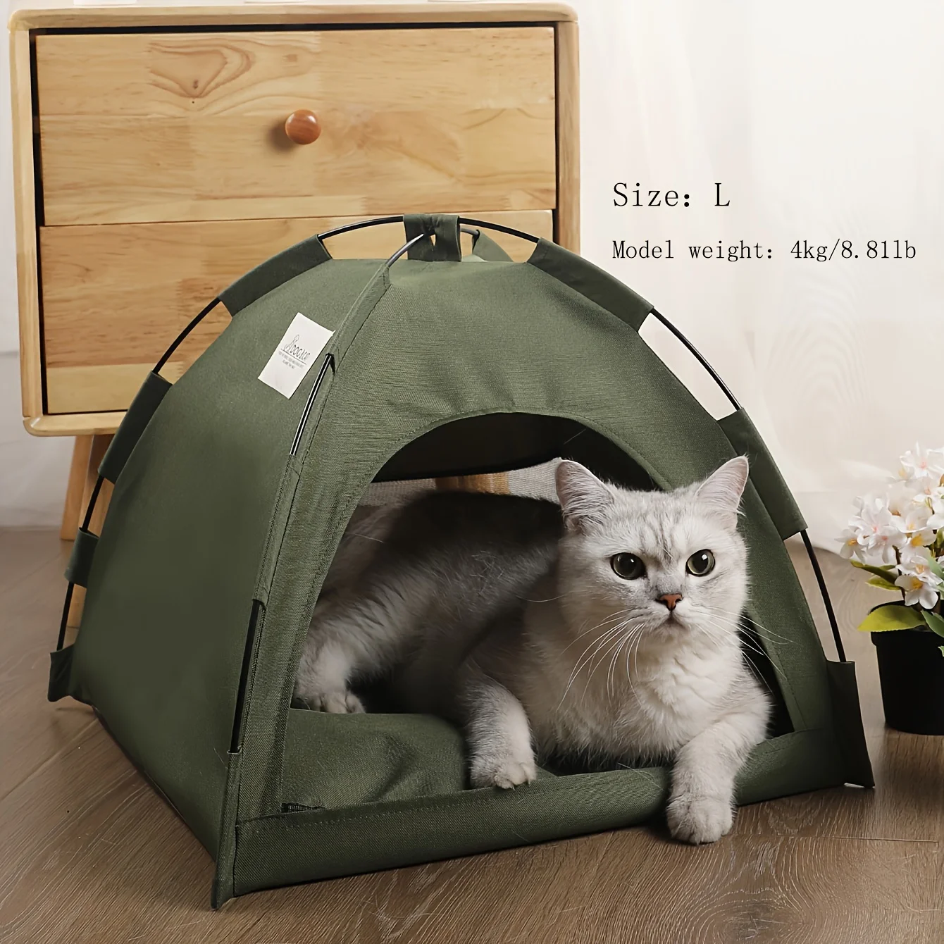 Foldable Pet Tent Bed Removable Cat Sofa Basket Canvas Semi-enclosed Cat House Hut Cat Sleeping Bed for Room Decor Pet Supplies view 2