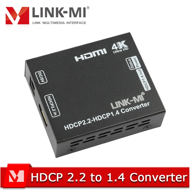 

HDCP 2.2 to HDCP 1.4 Converter LINK-MI HDMI 4K HDCP Downscaler Converter 4Kx2K@60Hz YUV 4:2:0 3D CEC HDCP 2.2 to 1.4 Converter