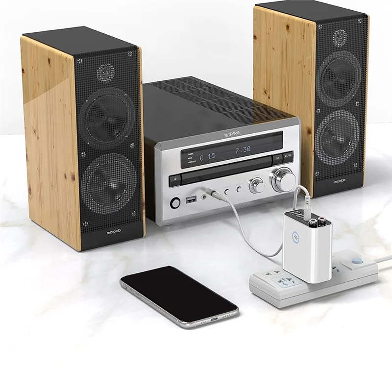 2-In-1 Bluetooth Transmitter Receiver Fast Charger White Plastic Bluetooth Audio Adapter With Remote-US Plug