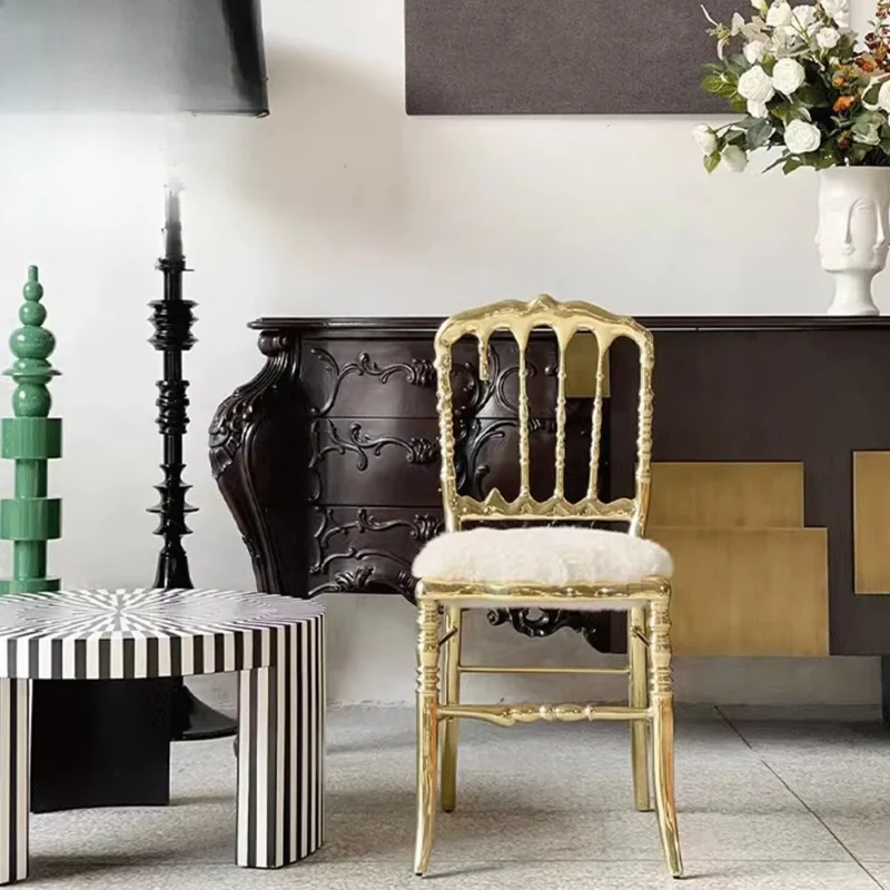 Modern Luxury Dining Room Chairs Dining Room Copper Luxury Wool Dining Chair New Fashion Velvet Seat