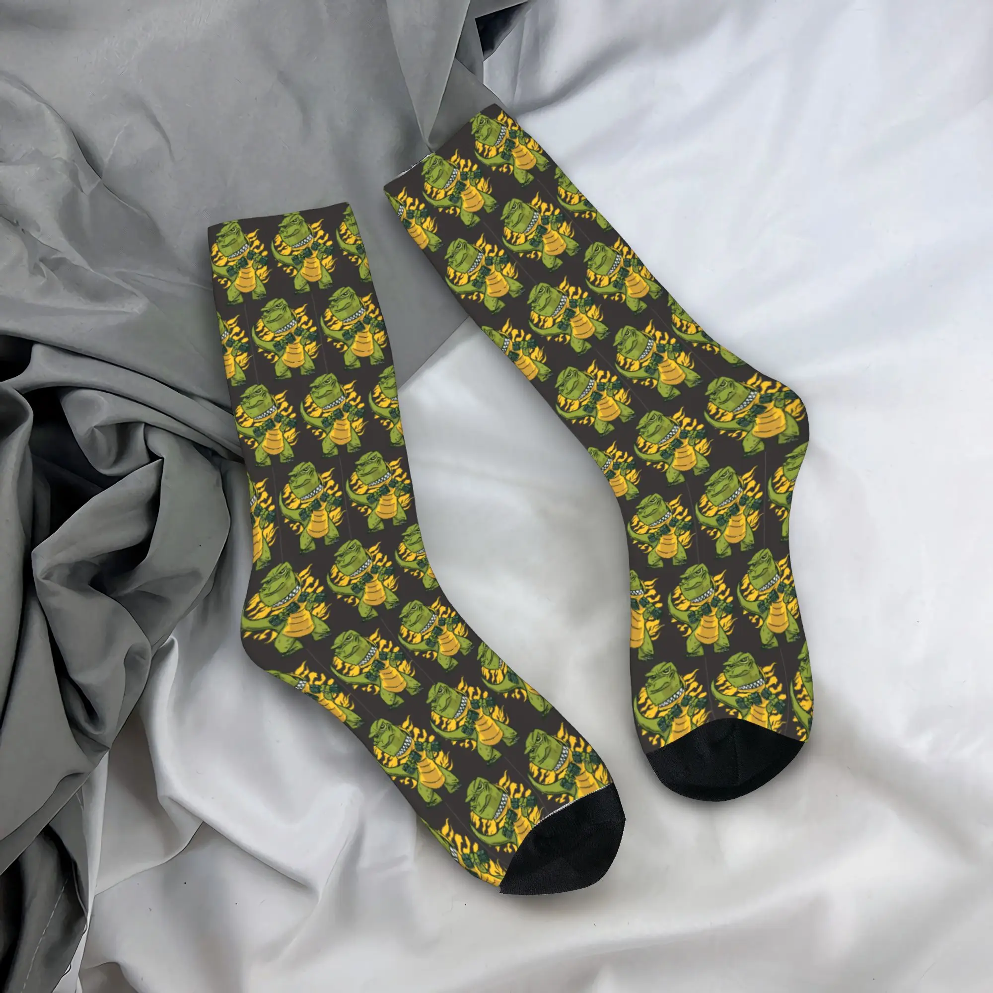 

All Seasons Crew Stockings T Rex Dinosaur Lifting Dumbbells Socks Harajuku Hip Hop Long Socks Accessories for Men Women Gifts