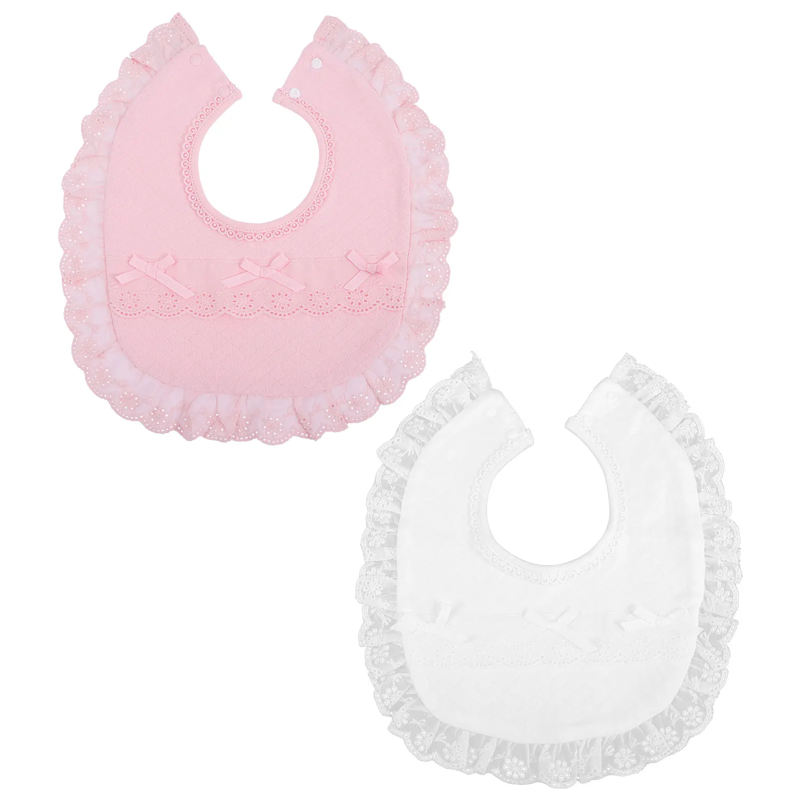 

2 pcs Baptism Bib Set Cotton Muslin Drool Teething Absorbent Newborn Girl Toddler Reusable Feeding Cloth Infant Supplies Baby