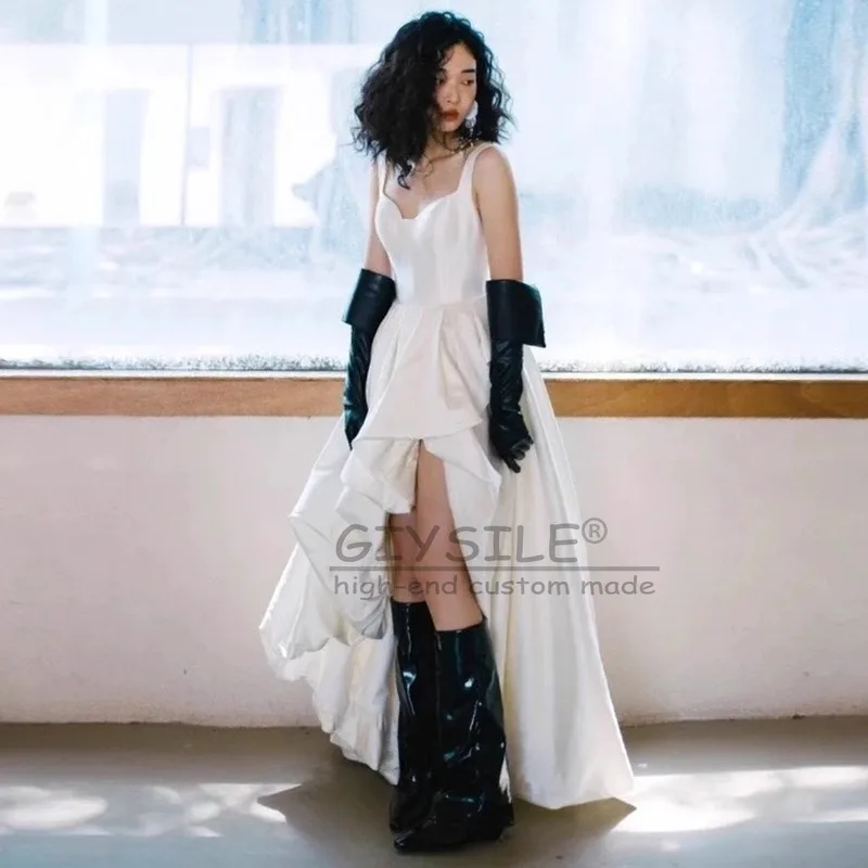 GIYSILE カスタムメイド フレンチスリング ライトウェディングドレス 新作 高級サテンドレス ライトな雰囲気のイブニングドレス