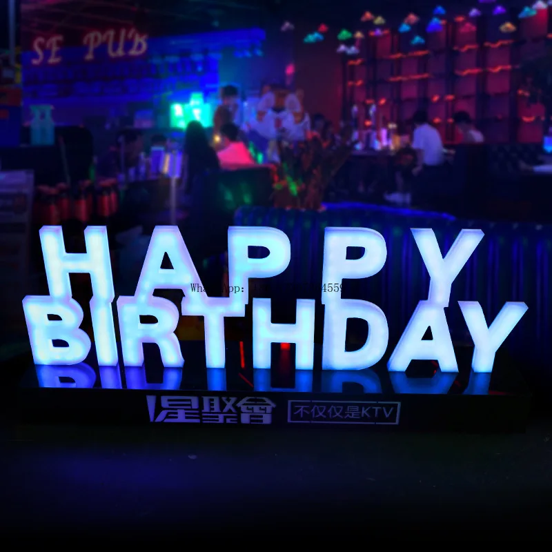 

Светящаяся настольная лампа для бара с днем рождения, английская резервная карта, ночной клуб, КТВ, атмосфера, реквизит, клуб, VIP световой знак