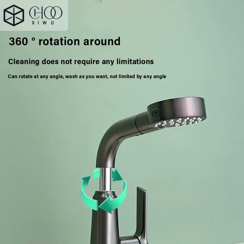 CHOOXIWU 360° Degree Rotation Bathroom Sink Faucet with Lift up down Stream Sprayer Hot Cold Water Mixer Wash Tap for Kitchen