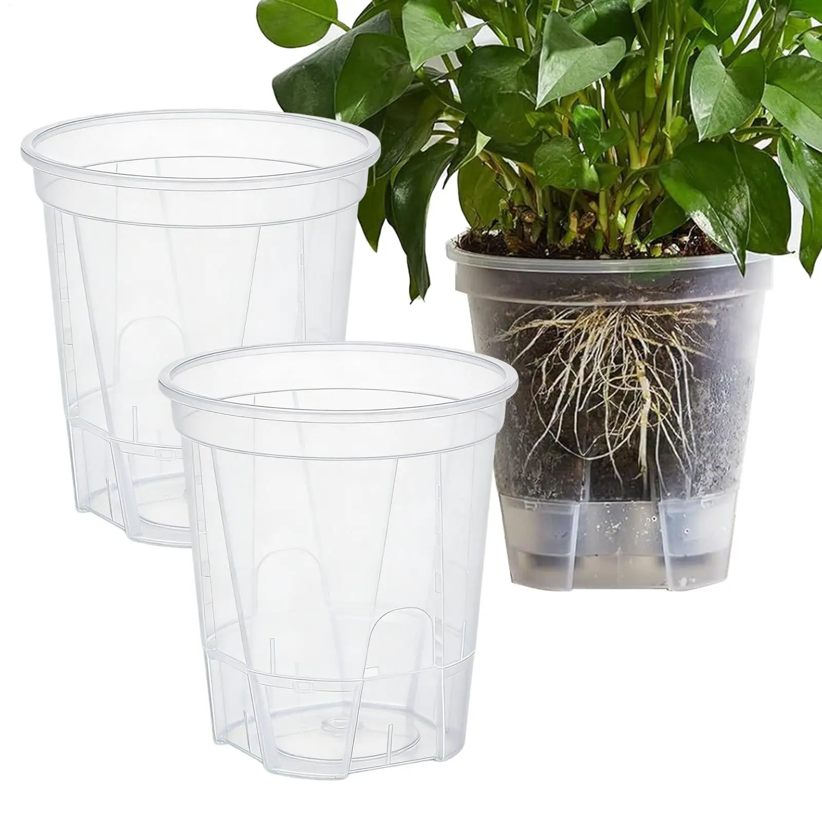 

3Pcs Self Watering Plant Pot with Reservoir Plastic Orchid Pots with Holes Transparent Nursery Pot for Phalaenopsis