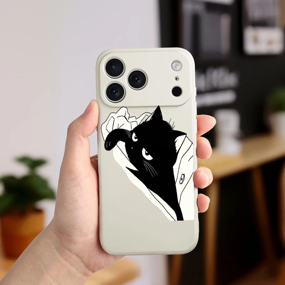 لطيف القط نمط غطاء من البولي يوريثان كوكه آيفون 17 ProMax 17 الهواء 16 15 14 13 12 11 برو ماكس XS Max7 8 Plus 16e 16 Plus