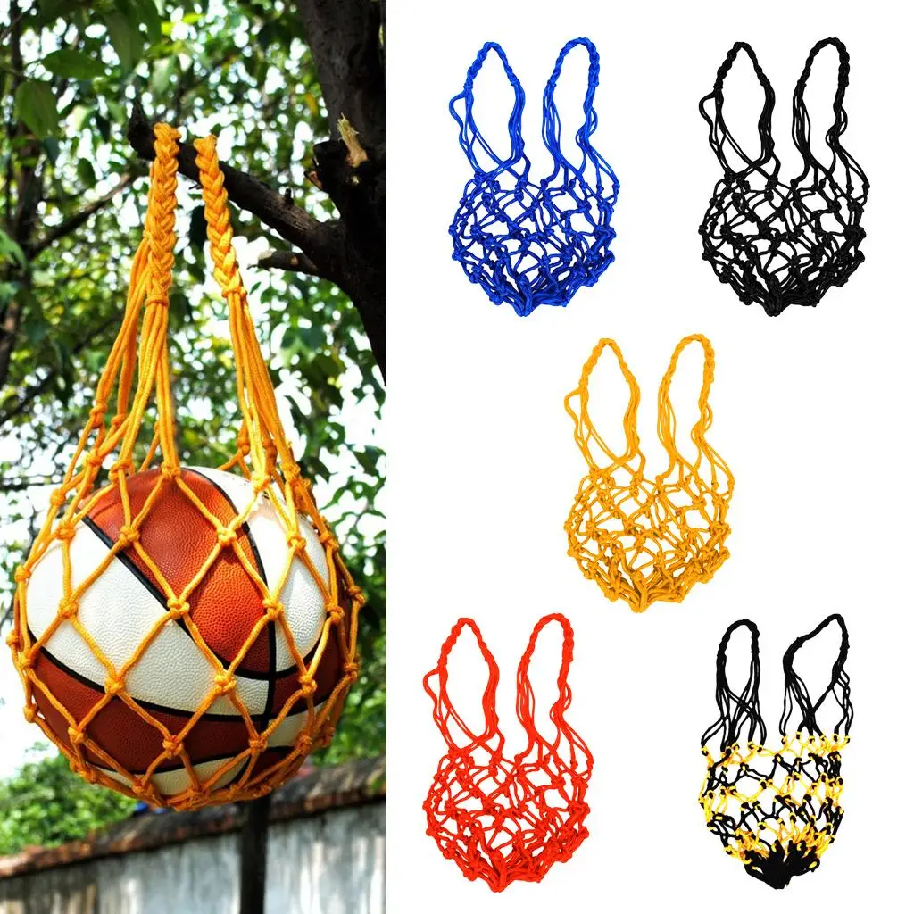 Heavy Duty Nylon Ball Carry Net Bag Single Mesh Ball Carrier Holder for Volleyball Basketball Football