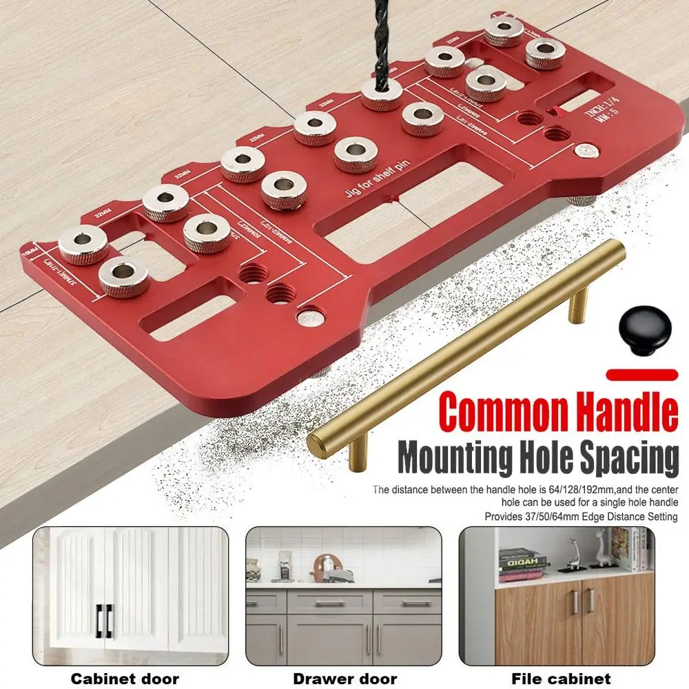 

Aluminum Alloy Handle Pitch Punch Hole Locator Wear Resist Durable Aluminum Pocket Hole Jig Kit Precision Alignment