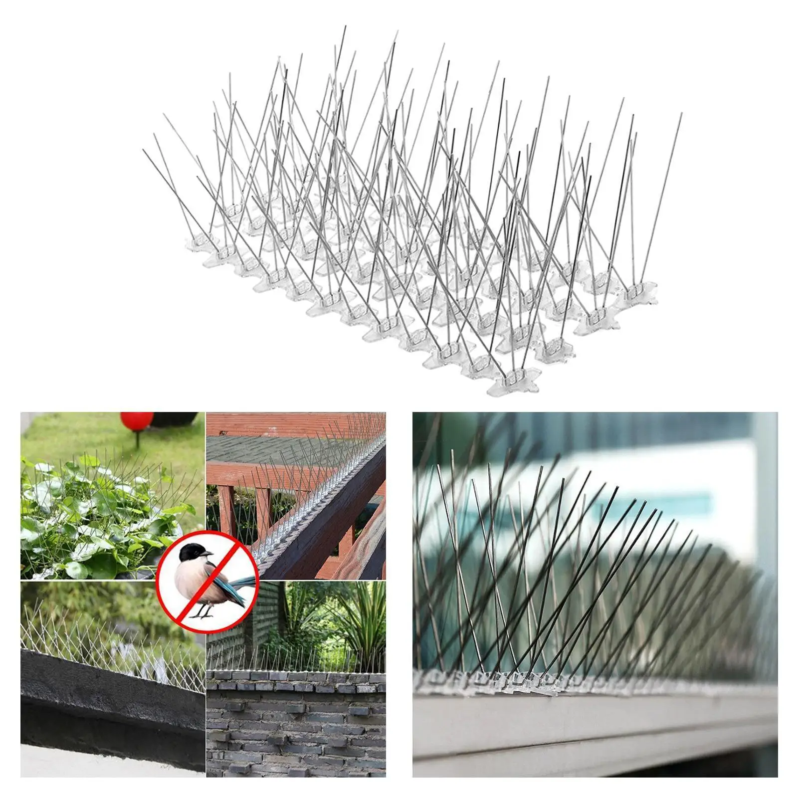 

12Pcs Bird Spikes Kit Anti Bird Fence Bird Pigeon Metal Fence Spikes Deterrent Anti Perch Control Seagull Repeller Wall Fence