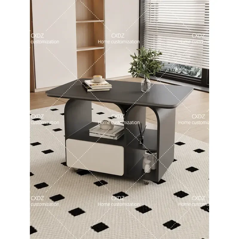 Yiyou modern simple style small apartment living room home sofa edge creative design trolley advanced rock slab coffee table