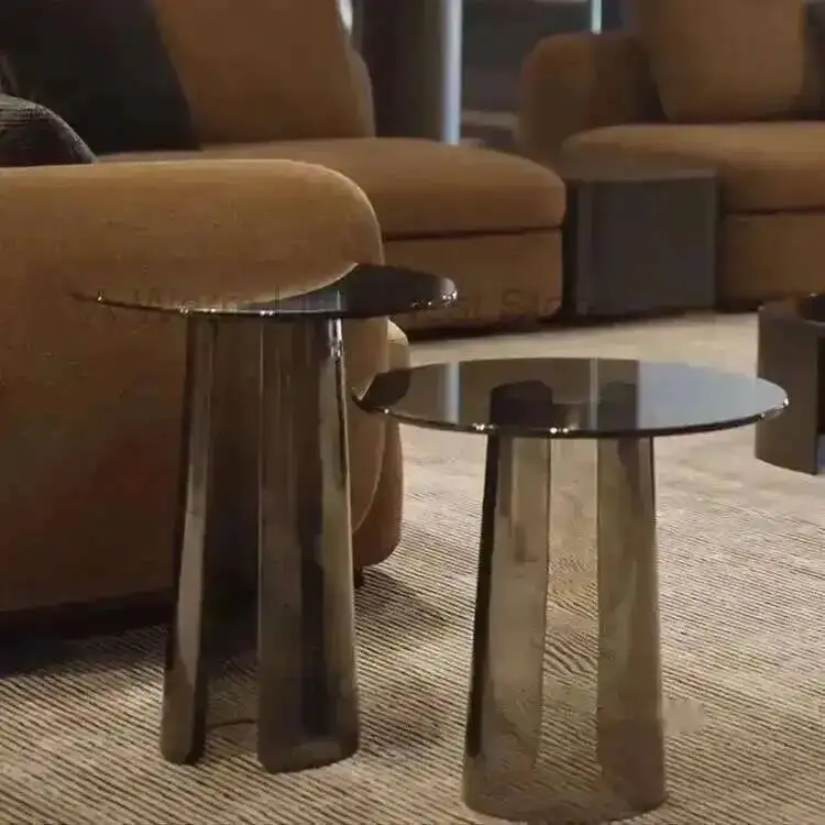 

Table Designer Acrylic Coffee Tables Transparent Coffee Table Round Crystal Tea Table Brown Mobile Round Side Nightstand