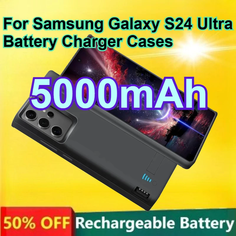 

For Samsung Galaxy S24 Ultra 5000mAh Battery Pack Battery Charger Case Case Portable Charging Cover Power Bank Bateria Externa