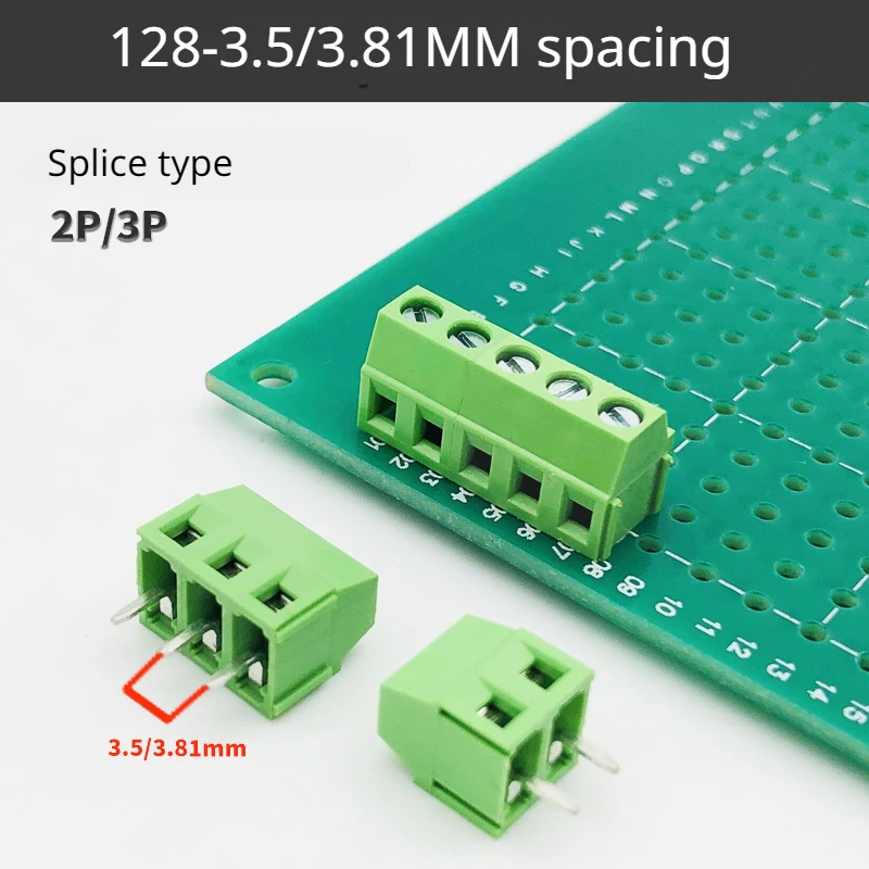 Bloques de terminales de PCB tipo tornillo, se pueden empalmar, verde, KF128/JM128-2.54/3,5/3,81/5,0/5,08/7,5, lote de 5 unidades