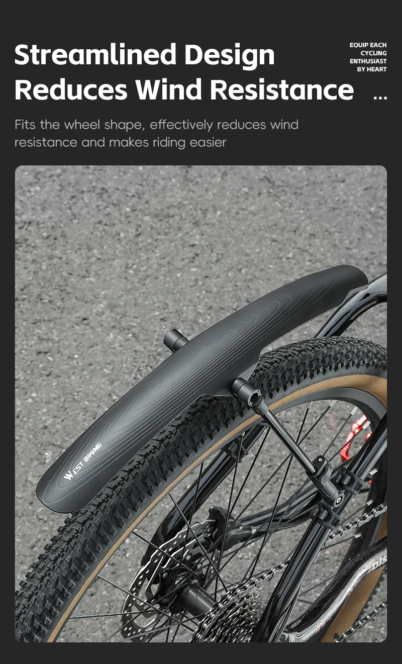 WEST BIKING MTB-Schutzbleche 5cm Breit Schnellspanner-Schutzblech-Set für 26-29 Zoll Mountainbike Doppelstangen-Verstellbare Regen-Trail-Ausrüstung – Detail 7
