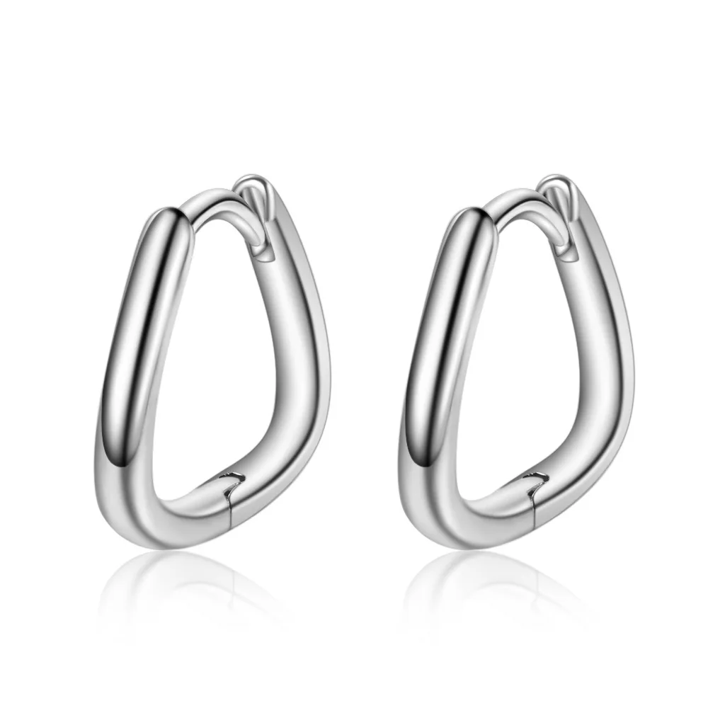 Office Lady Fine Jewelry Gift Stamp 925 Sterling Silver 2026 Fashion Smooth Triangle New Hoop Earrings For Women