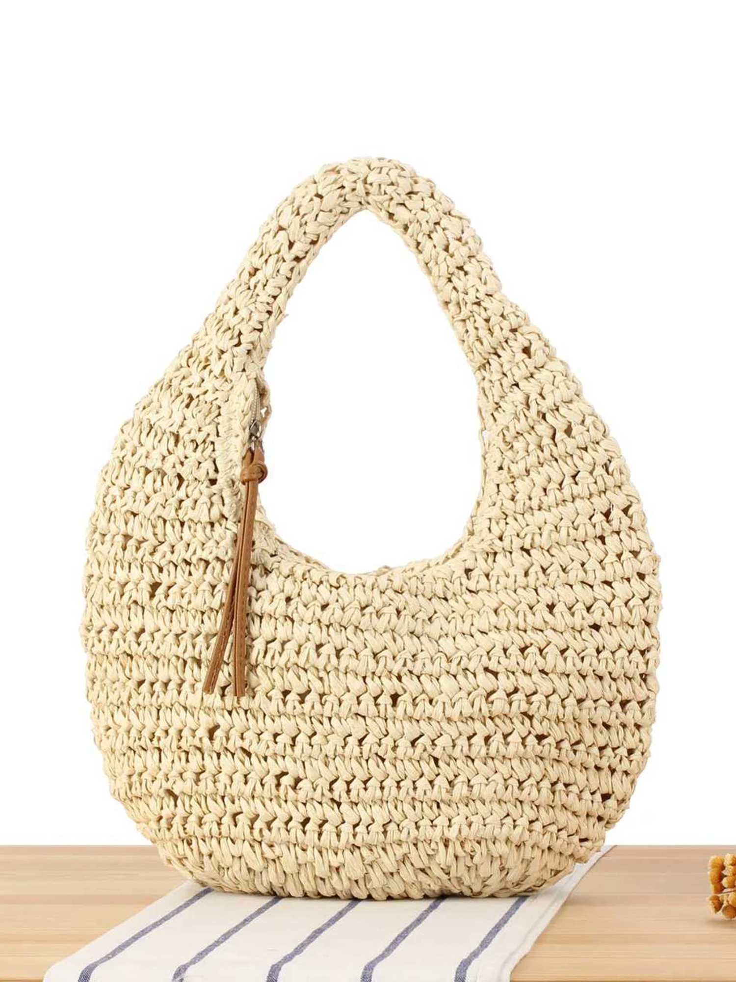 2025 Nieuwe Faion Color Handheld Wier Bag Casual Simple Sle Beach Vaion Damestas Zachte handtas Ritssluiting