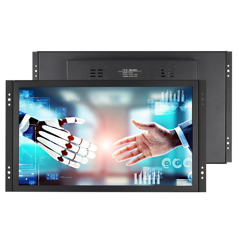 Industrial 15.6 inch 1366*768 LCD Non Touch Screen Display Metal Case Open Frame Monitor with HDMI VGA AV BNC USB Interface