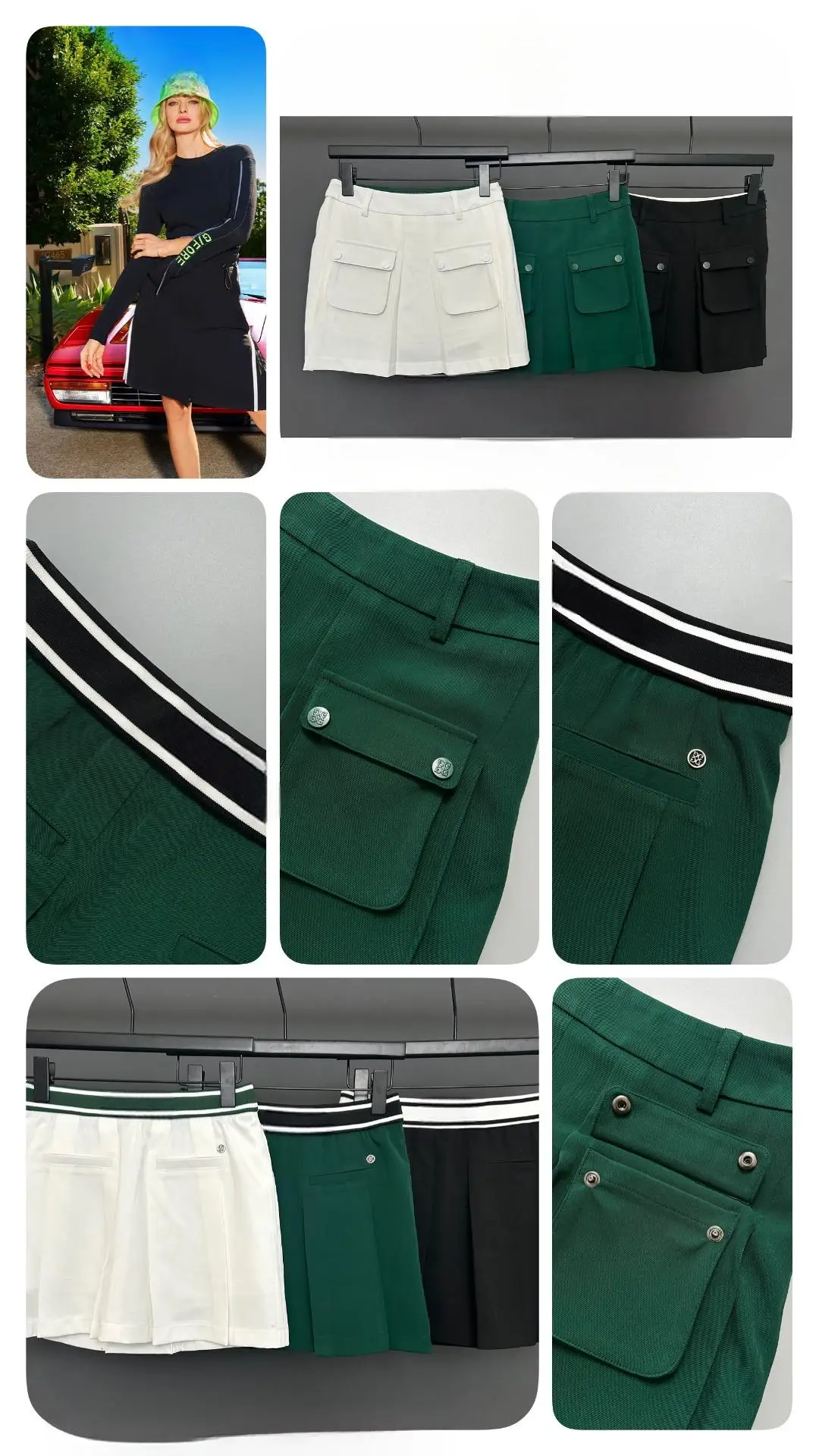 Women's Golf Apparel: New Arrival Sports-Casual Skirt with Pockets—Solid Color, Versatile, Fashionable, and Comfortable