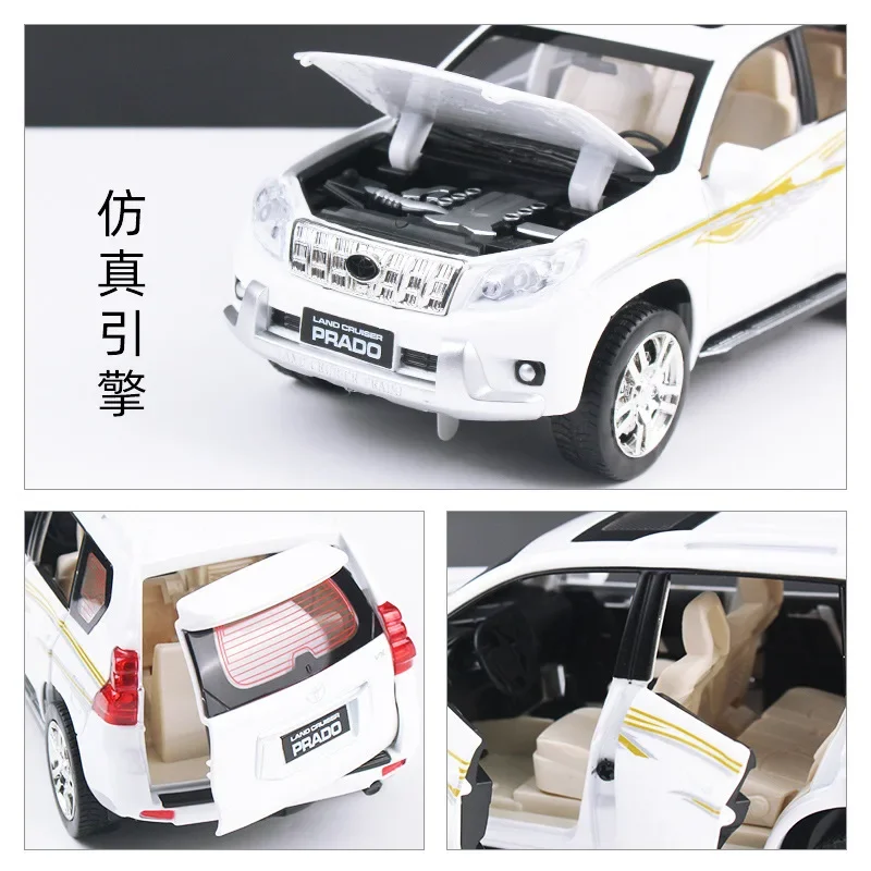 1:24 Toyota Land Cruiser Prado Off-road vehicle Diecast Metal Alloy Model car Sound Light Pull Back Collection Kids Toy Gift