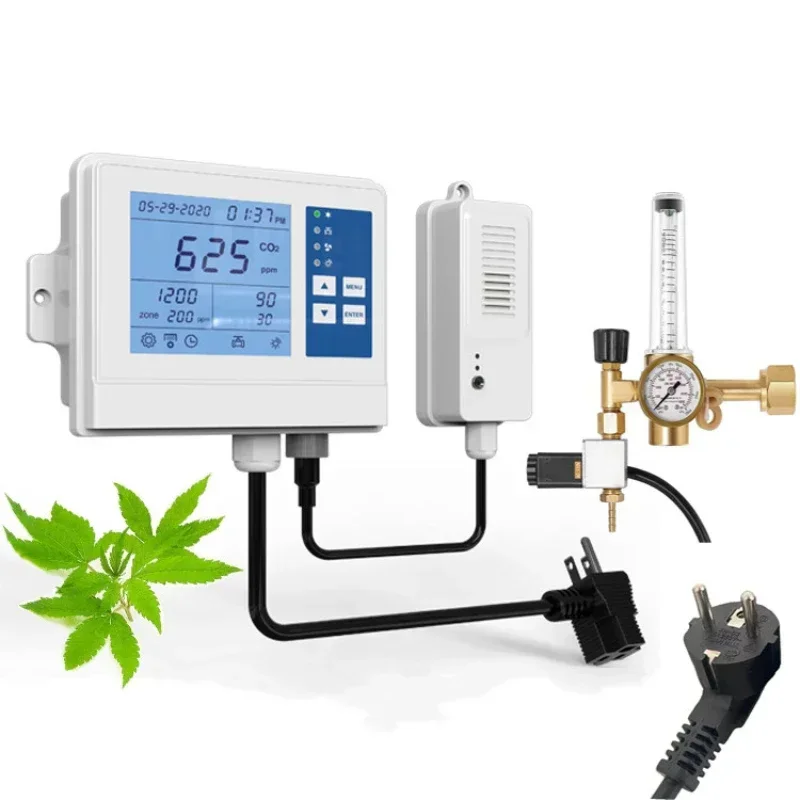 Plant growth CO2 dosing system hydroponic greenhouse smart CO2 controller to regulate  with solenoid valve