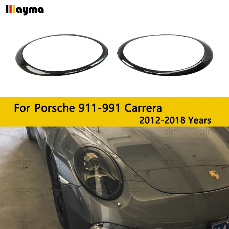 

Real Carbon Fiber Headlight Eyebrow Eyelids for Porsche 911 991 2012 2013 2014 Carrera Turbo S Front Lamp Cover Car Accessories