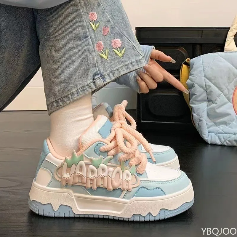 أحذية رياضية نسائية مريحة جديدة عصرية متعددة الاستخدامات ومقدمة مستديرة وأربطة ملونة أحذية مسطحة للنساء #3