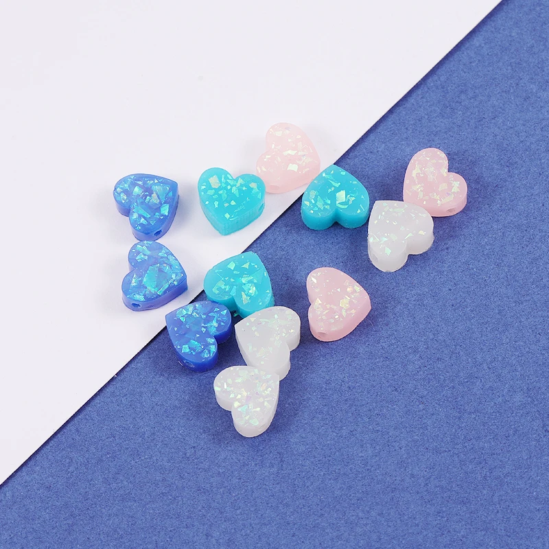 Fnixtar 10mm Synthetic Love Heart Shape Opal Stone Materials Women Handmade DIY Necklace Jewelry Hole  Size 1.5mm 20Piece/lot