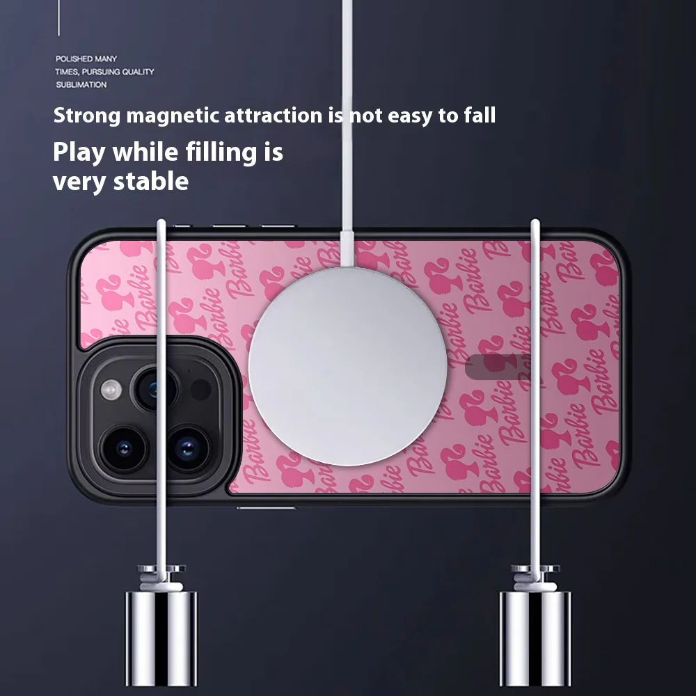 Miniso B-BarbieS-P-Pink Phone Case For IPhone 15 14 13 Pro Max 11 12 Mini Alex Mirror For Magsafe Wireless Charging Cover