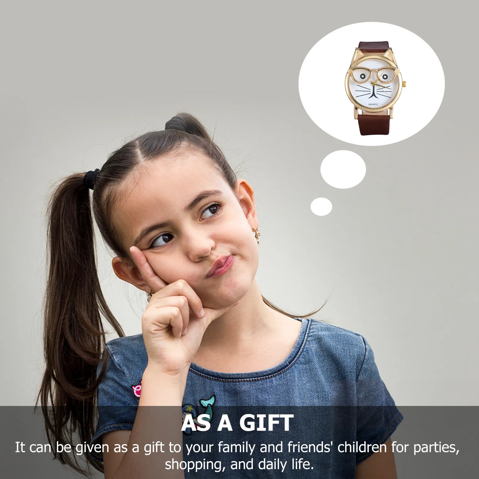 1Pcs Kids Cat Pattern Quartz Watch Boys Girls Lightweight PU Strap Sports Casual Wristwatch Fashion Gift Cat Pattern Watch