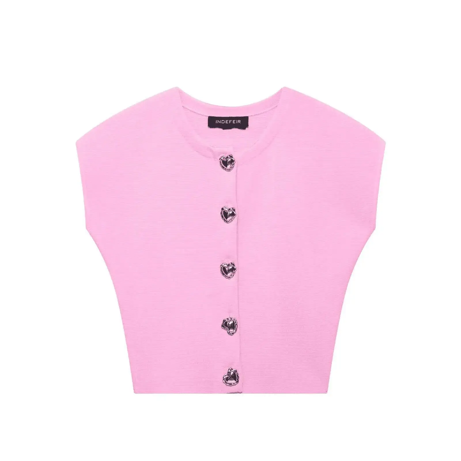 

Heart Shaped Button Decoration Sweater Vests For Women 2025 Knitted Vest Woman Streetwear Women's Sleeveless Knitwear Tops