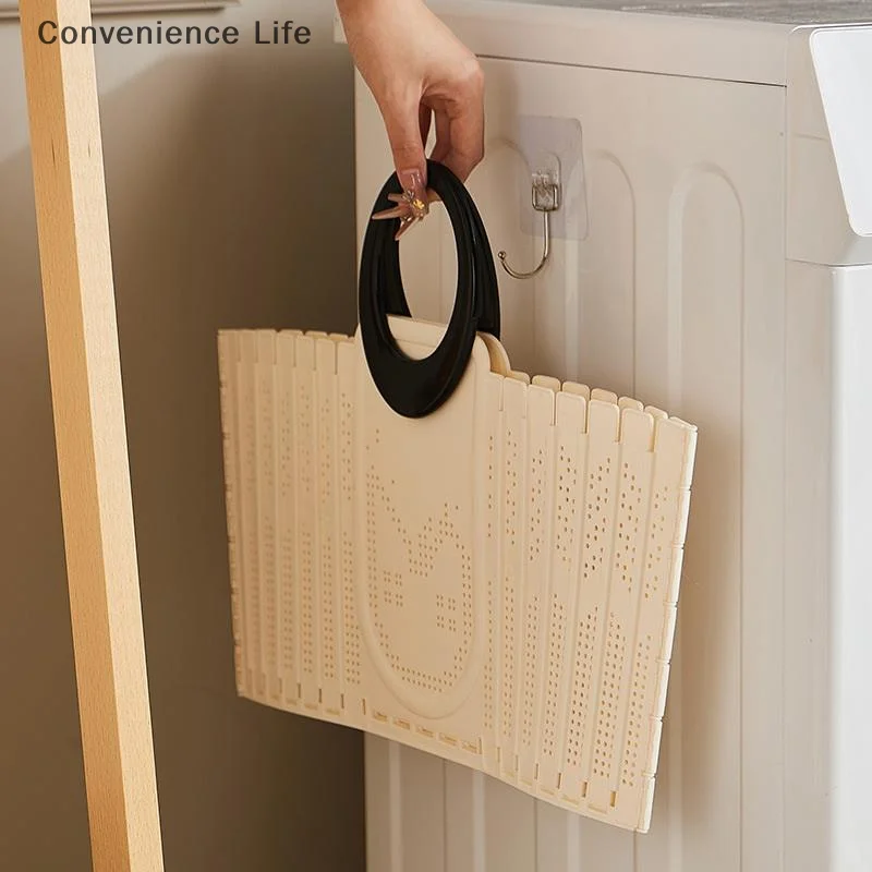 Collapsible Laundry Basket With Handles Large Capacity Folding Clothes Hamper Space Saving Wall Mounted Multi purpose