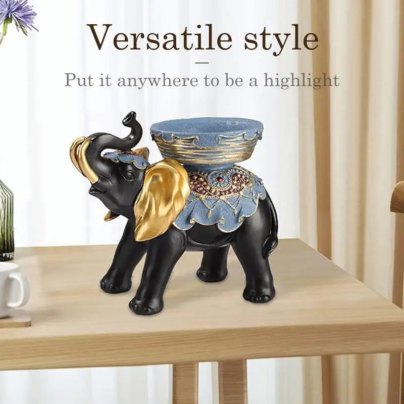 

Elephant Statue Home Decor Wealth Elephant Statue Collectible Figurines Resin Sculpture Trinket Tray Desk Accessories Home