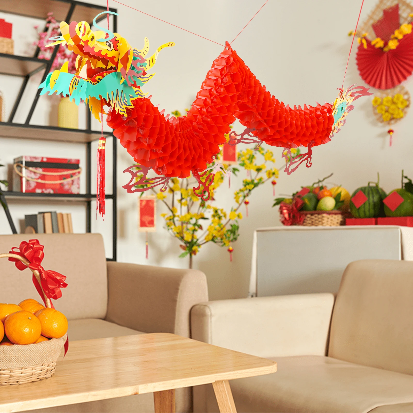 

Dragon Lantern Red Lamp for New Year Spring Festival Plastic Beautiful Shape Hanging Decorations