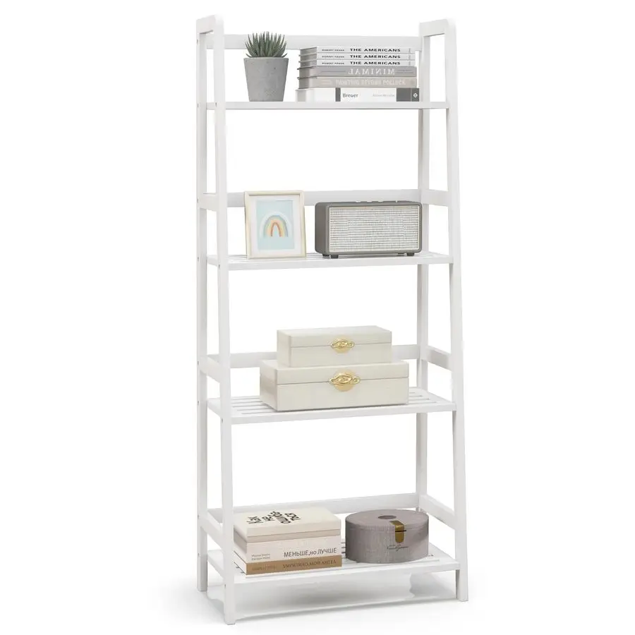 

4Tier Ladder Shelf, 47.5 Bamboo Plant Stand Rack, Freestanding Bookshelf, Multifunctional Plant Display, Storage Shelves, Flower