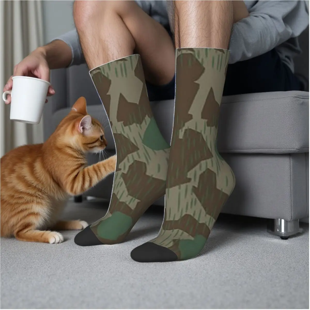 

Вторая мировая война, Германия, камуфляжные камуфляжные носки Splittertarn, впитывающие пот чулки в стиле Харадзюку, всесезонные длинные носки