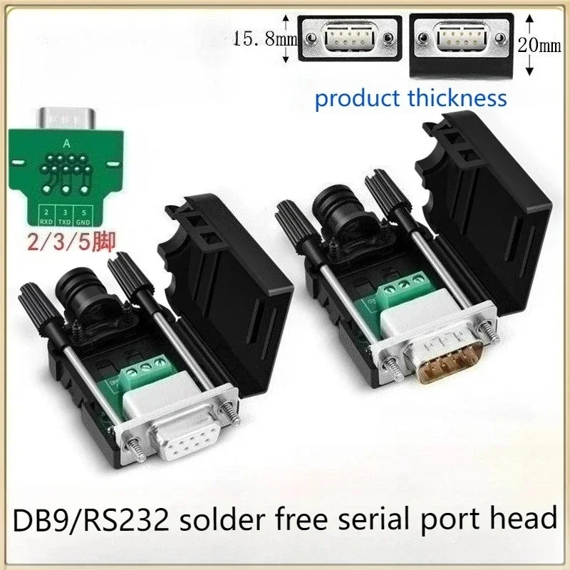 1PCS  RS232 DB9 Breakout Connector 9 Pin Male Female Terminals RS485 COM Plug D-SUB Terminals 21-24 AWG Wire Solderless Connecto