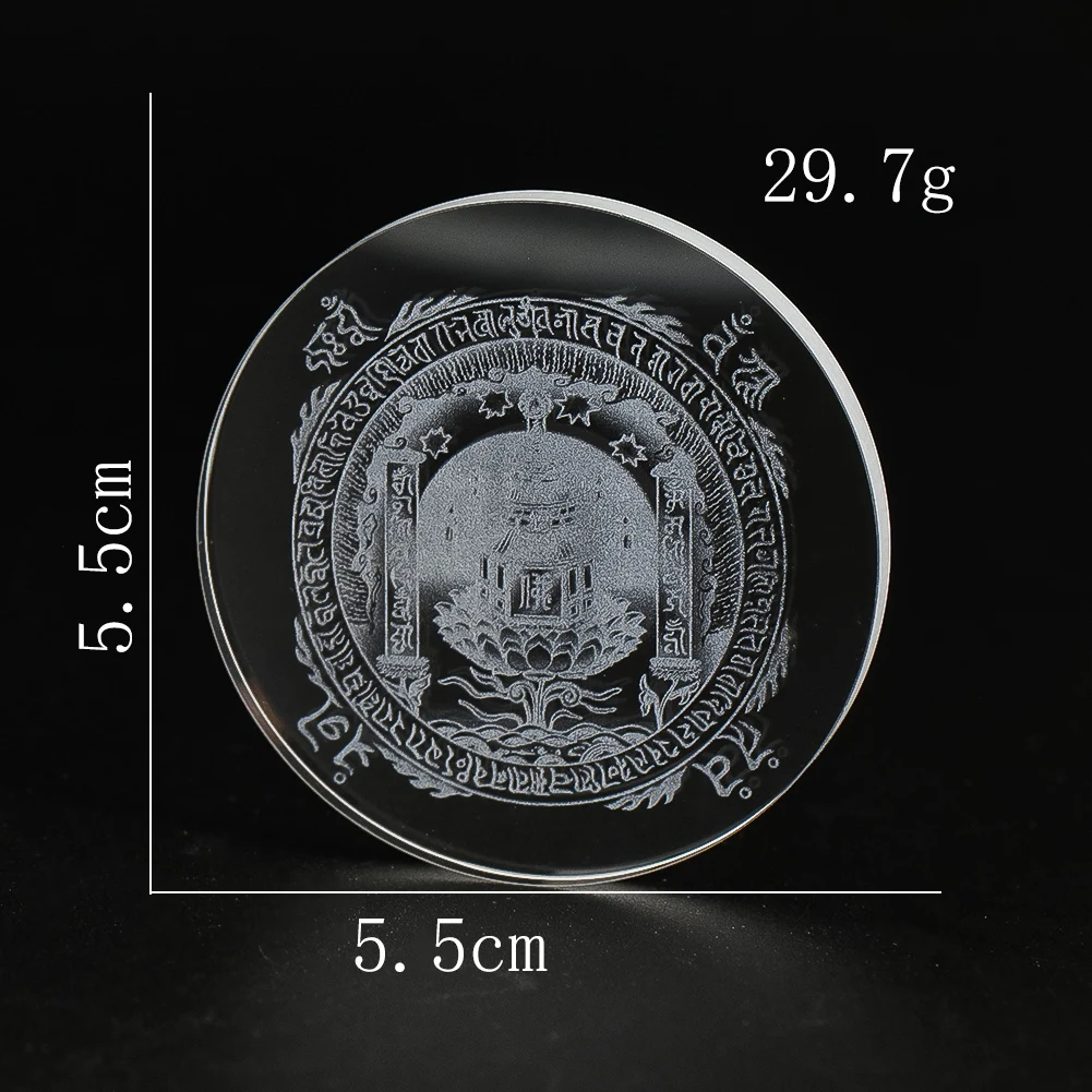55MM Crystal Enclosed Buddha Tower Rune Feng Shui Ornament Dharani Mantras Sutra Laser Engraved Talisman Desktop Decoration