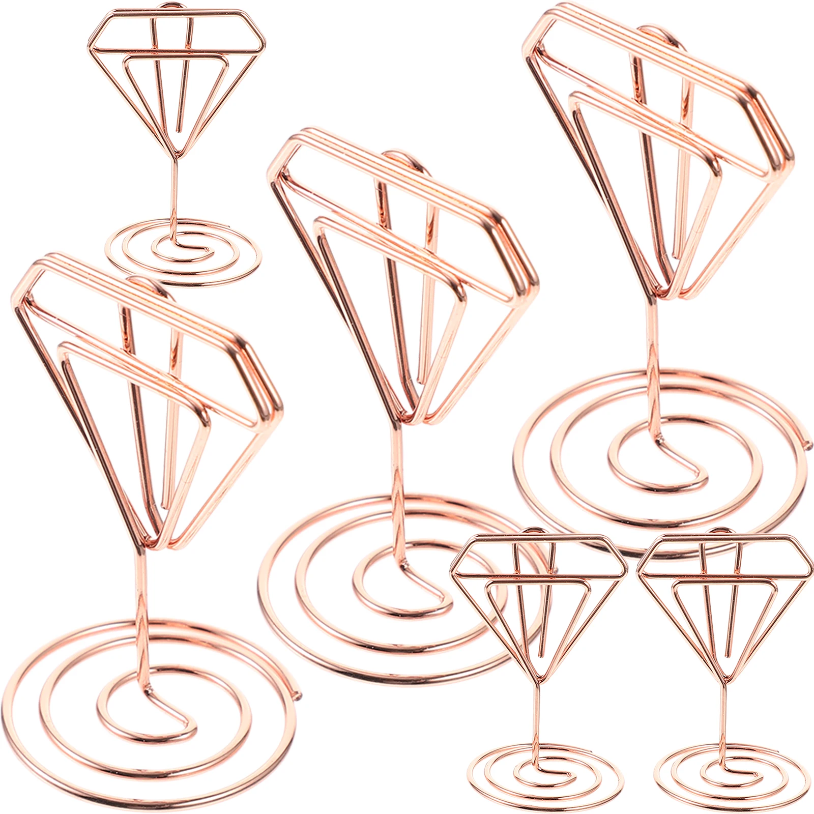 

6pcs Note Folder Card Holder Stand 50mm Rose Gold Table Place Holders Photo Stand Menu Placecard Wedding Party Number
