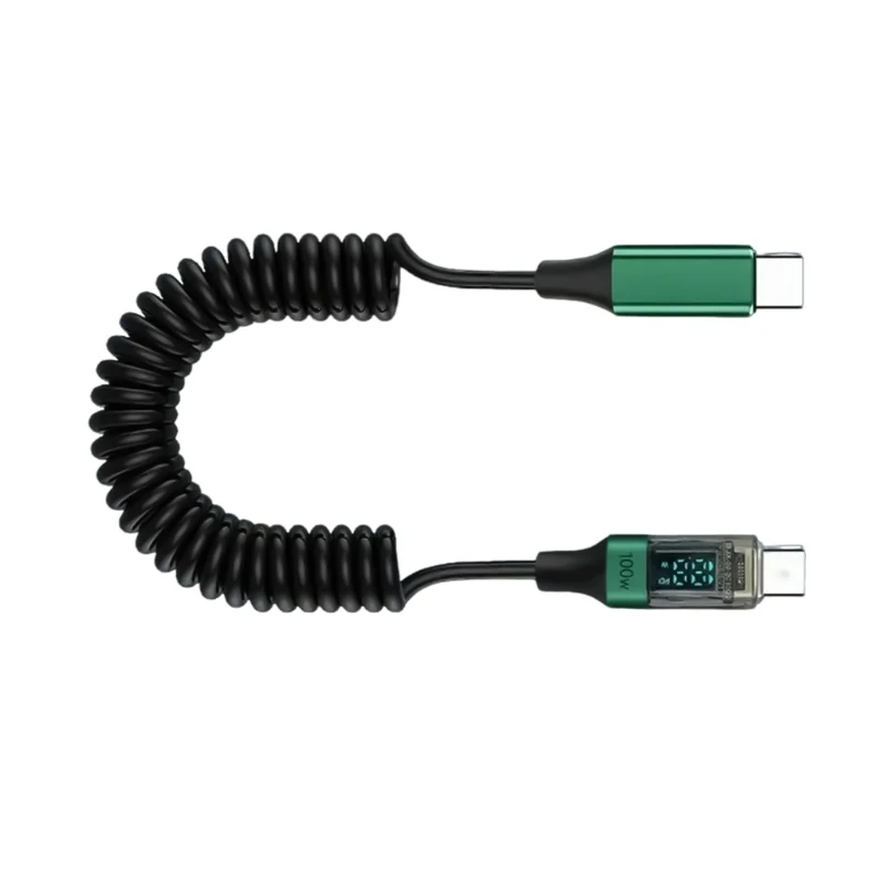 

462E Intelligent Display TypeC Quick Charging Cable with Retractable Spring Cord 100W