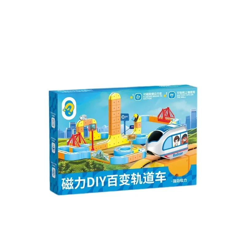Cubo magico per treni ad alta velocità magnetico elettrico educativo per bambini, giocattolo di assemblaggio magnetico fai da te per ragazzi e ragazze, giocattolo da costruzione