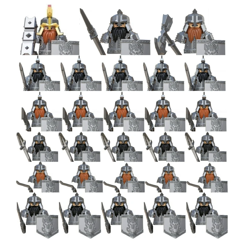 Medieval Infantry Warrior Brave Commander Leading An Army Sword and Shield War Accessories Building Blocks Toy Gift for Boys