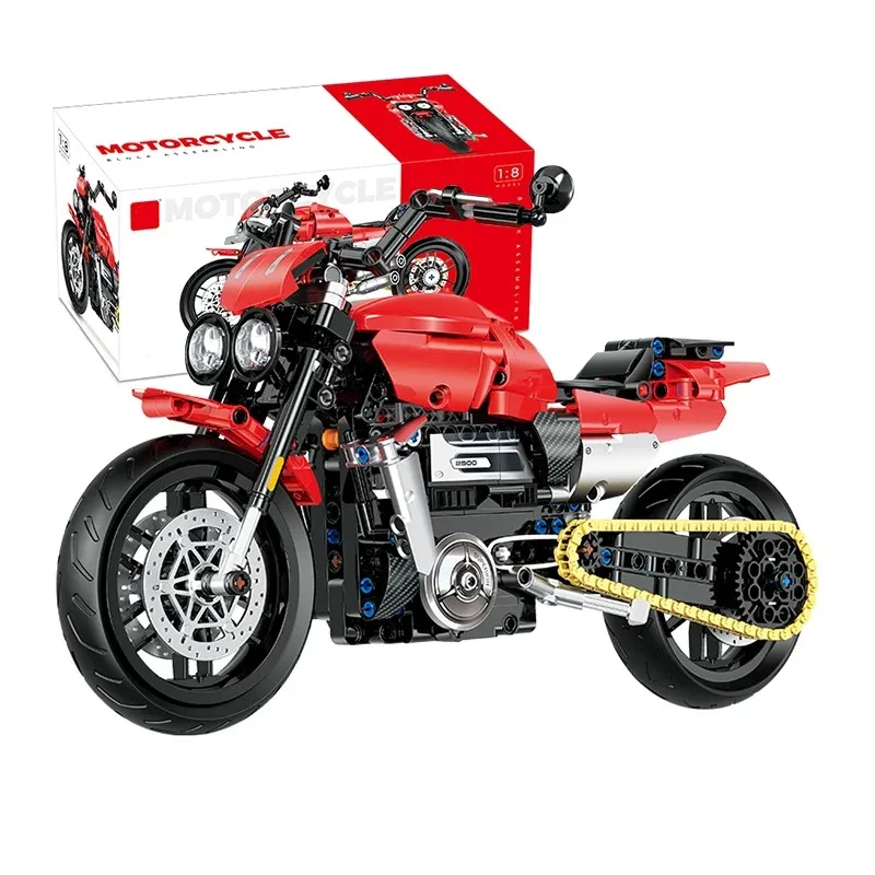1:8 City Racing Motorcycle Bouwstenen Sets MOC Motor Racer Technische Kerstcadeaus voor Kinderen Jongens Kinderen Blokken Speelgoed
