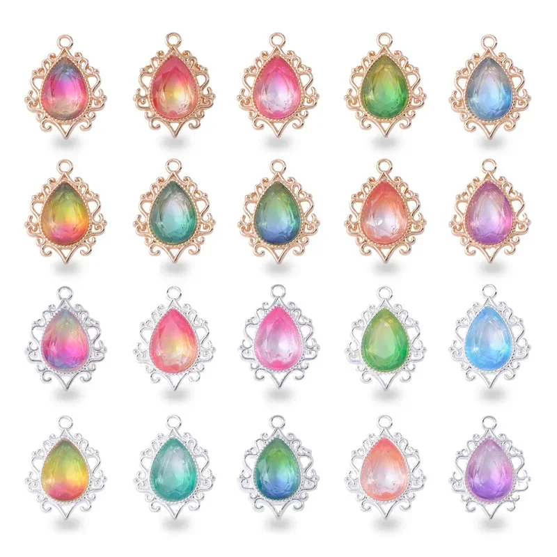 Light luxury high-grade earrings earrings alloy accessories gradual change color retro hollow lace water drop